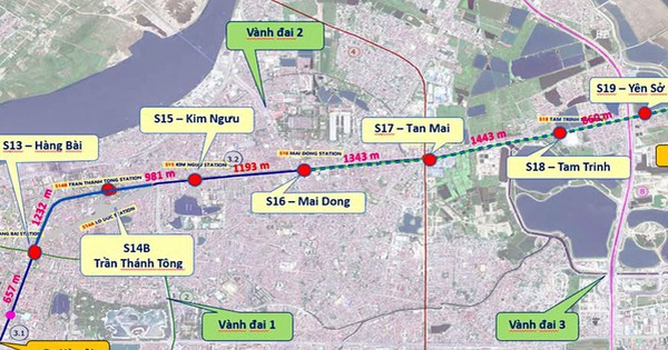 Tuyến metro số 3, đoạn ga Hà Nội - Hoàng Mai dài 8,7 km với tổng vốn đầu tư hơn 40.500 tỷ đồng, dự kiến khởi công chậm nhất đầu năm 2027