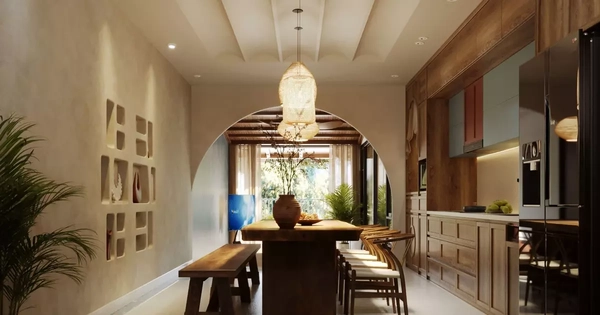 Nhà phố 4 tầng đưa phòng khách và bếp ăn lên tầng cao để tạo sự thoải mái