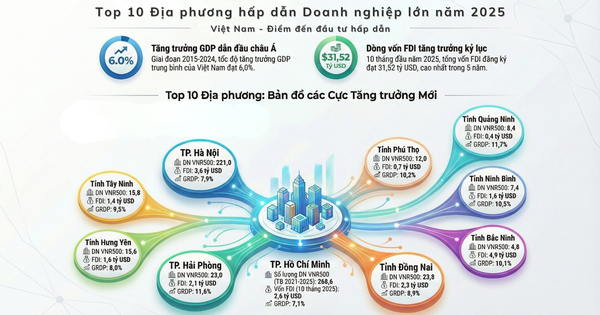 Top 10 địa phương hấp dẫn doanh nghiệp lớn năm 2025: Bắc Ninh dẫn đầu về vốn đầu tư FDI đăng ký mới và điều chỉnh