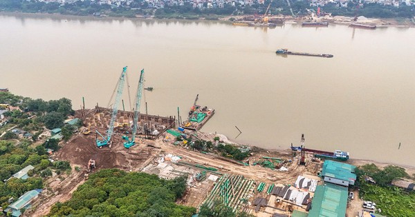 Hiện trạng cầu Tứ Liên vượt sông Hồng sau 7 tháng thi công