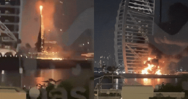 Burj Al Arab - biểu tượng xa hoa của Dubai - chìm trong biển lửa