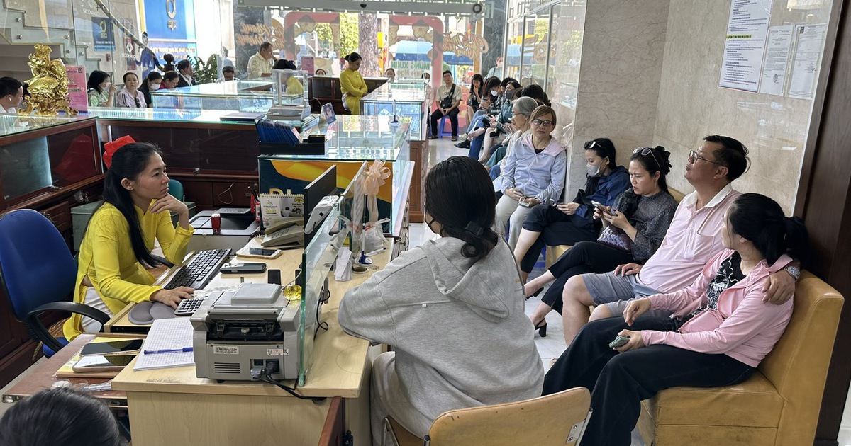 Khách xếp hàng chờ mua vàng khi giá giảm